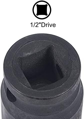 UXCELL 1/2 Drive por soquete de impacto de 18 mm de 6 pontos, aço CR-V 1,5 de comprimento, tamanhos de métricas rasas