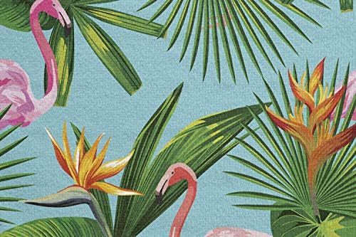 Toalha de tapete de ioga tropical de Ambesonne, formação de flamingos e plantas e flores havaianas, suor sem deslizamento