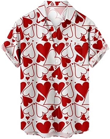 Camisas masculinas Dia dos namorados Love Heart Print Tops fofos homens homens de manga curta camiseta superior de