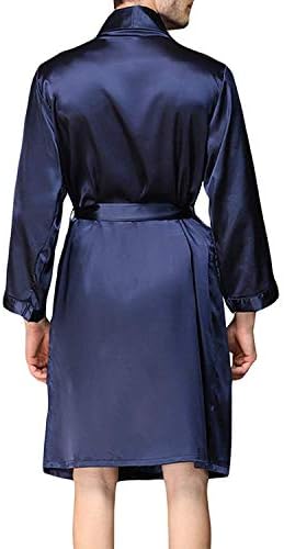 Robe de cetim de cetim masculino, de seda macia, de manga comprida de seda de seda quimono banheira de roupas de dormir,