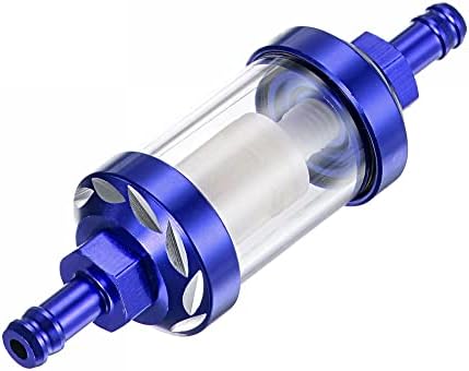 Uxcell Universal Inline a gasolina a gasolina filtro com elemento de filtro de latão, azul