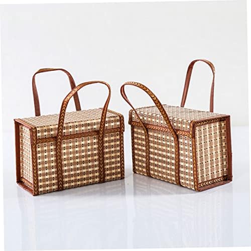 Bestonzon 2pcs cesto de cesta de bambu cestas de armazenamento de armazenamento para cestas de cestas de cesto portátil de cesto
