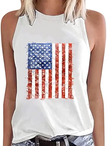 American Flag Top Top Women Workout Exercício Patriótico Estrelas listras tshirts Round Neck pesco