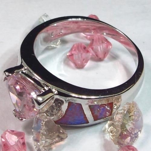 Play Pailin Pink Sapphire Fire Opal noivado anel de casamento Jóias de moda prateada