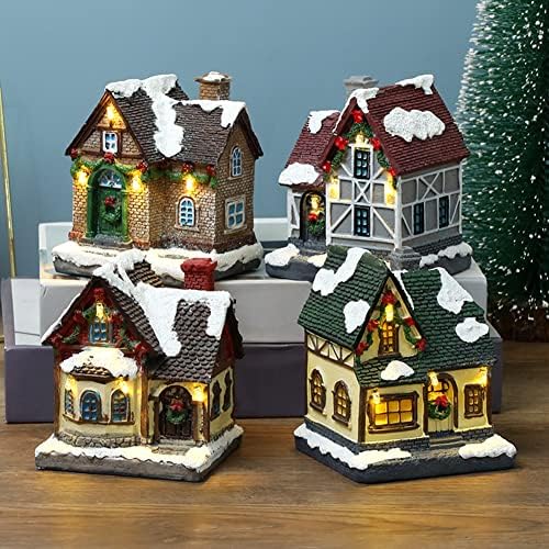 Casas da vila da cena de Natal, lideradas a aldeia de Natal iluminada casas de natal decorações de paisagem de natal ornamento em