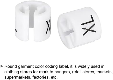 Meccanixity Roupas Hanger Marcador XL Tamanho Tag Fit Fit de 3,5 mm Branco para roupas de vestuário Codificação de cores, pacote