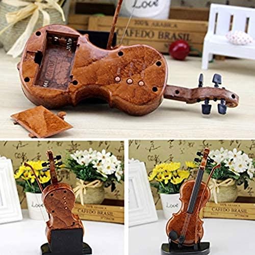 Zchan desenho à mão Violin Caixa de música Ornamentos Caixa de música fofa Presente de aniversário Violino Miniature Crafts