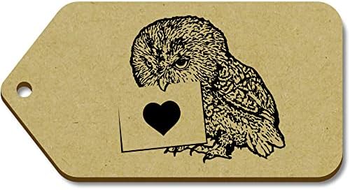 10 x 'Valentines OWL' 66mm x 34mm Tags de presente