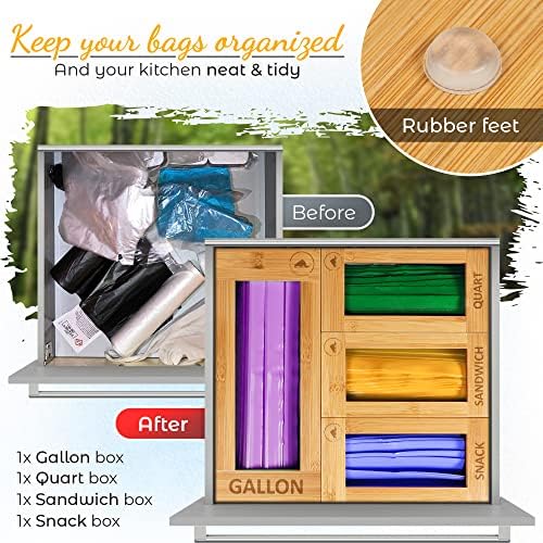 Conjunto de presentes do Organizador de Bolsa de Ziplock Famoso - Ziplock Bamboo Kitchen Alimentos Sacos de Armazenamento de Bolsas de Armazenamento + Suporte para Stand para celulares de bambu