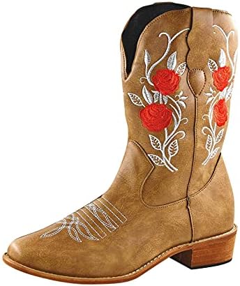 Botas curtas para mulheres botas de cowboy bordadas sapatos retrô para mulheres botas de botas femininas barcos de salto