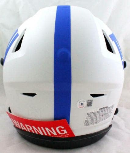 Michael Strahan assinou NY Giants f/s lunar speedflex holo de capacete autêntico -baw - capacetes NFL autografados
