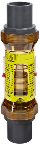 Hedland H619-610-R EZ-View Ometer com sensor, polifenilsulfona, para uso com água, 40,0 a 380,0 lpm Faixa de fluxo, solda