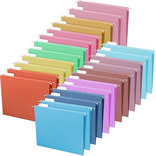 Yaomiao 48 PCs Passando pastas de arquivo de letra Organizador de arquivos de arquivo Pastas penduradas multicolor