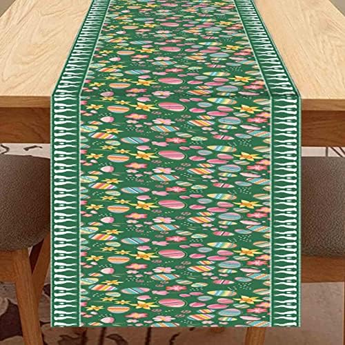 Feliz dia do dia da Páscoa Runner Rússico Ovos de Primavera Flores Spring Home Dinning Room Decoração 13 ”x 72”, Red