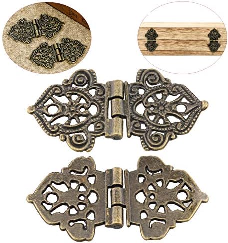 HJ Garden 4pcs Antique Decors decorativas de impressão de bronze Ligição de zinco Fobre Hinge Jewelry Box Hardware para móveis Caixas