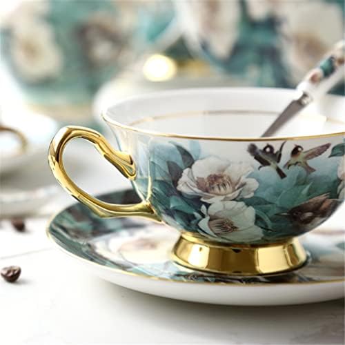 Dnats Bone China Coffee Cup de xícara de xícara e pires de estilo pastoral Flor Pastoral e chá de chá de chá de chá de chá