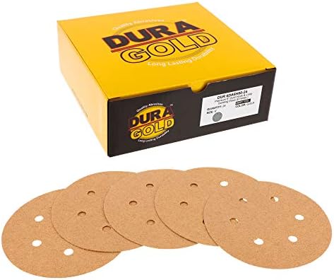 DURA-GOLD 60 Grit 6 Discos de lixa, padrão de 6 orifícios e 6 Hook & Loop DA Placa de apoio