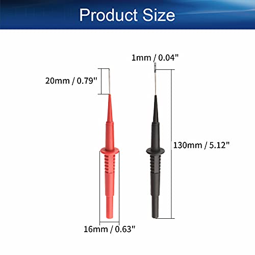Heyiarbeit de isolamento piercing agulha Teste de sondas de preto vermelho para teste eletrônico T0155 Tipo 2pcs