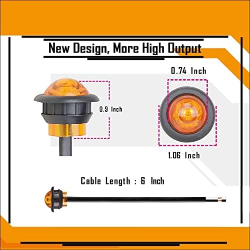 10 PCs Indicadores de marcador lateral de LED de 3/4 de polegada Luzes de folga à prova d'água Marcador de folga 12V para trailer