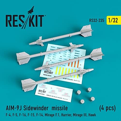 Reskit RS32-0235-1/32 míssil Sidewinder AIM-9J para modelo de aeronave