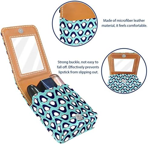 Caixa de batom de Guerotkr, organizador de batom de Blush Lip Gloss com espelho, Mini Lipstick Surfol, Padrão de Azul Animal de Animal Penguin sem costura