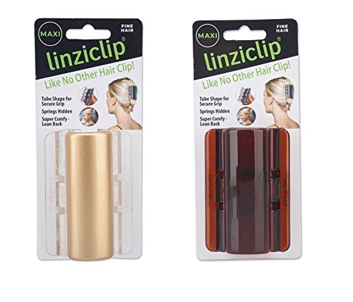 Linziclip Maxi Hair Jaw Clip, Ouro e Tortoisshell, 2-Pack