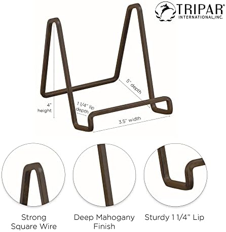 Tripar 6 pacote de 4 mogno metal quadrado arame de arame de exibição para placas, obras de arte, suporte de placa de estrutura