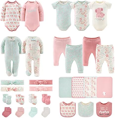 O conjunto de roupas e acessórios para Peanutshell Newborn | Conjunto de presentes Layette de 30 peças | Se encaixa no recém -nascido