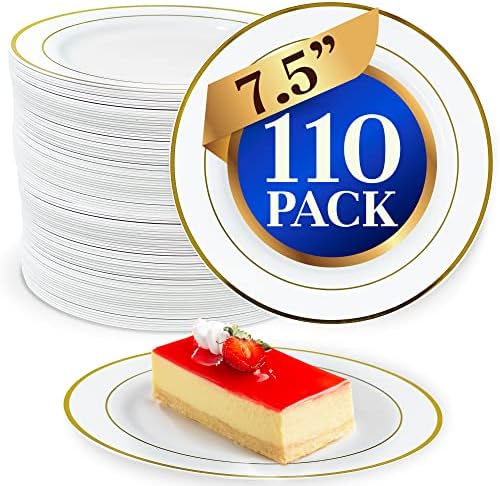 Reli. 110 PCS Placas de sobremesa plásticas, descartáveis ​​| Placas de plástico para festa, fortaleza pesada | Placas de