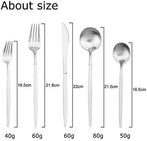 Jashii 20-Pieces 18/10 Stainles Aço Fla talheres de aço, conjunto de talheres de colher de faca, serviço de jantar para 4, acabamento fosco, lavadora de louça Safe