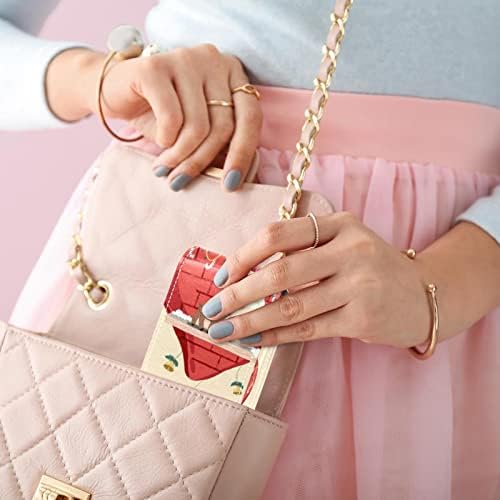 Oryuekan Makeup Batom Caso Tolder Mini Bag Bolsa de cosméticos, organizador com espelho para uma festa de casamento de presente de dama de honra, alces de desenho animado de Natal e menina