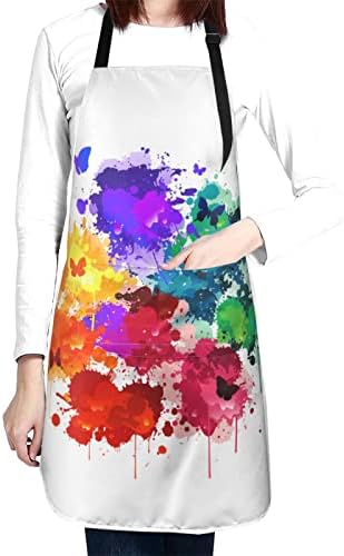 Artista de arte avental com 2 bolsos à prova d'água pintura colorida avental avental babadores para homens homens unissex