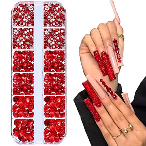 4680 peças Redes de cristal vermelho gemas redondas de costas planas 3 tamanhos strass para artesanato unhas maquiagem de maquiagem