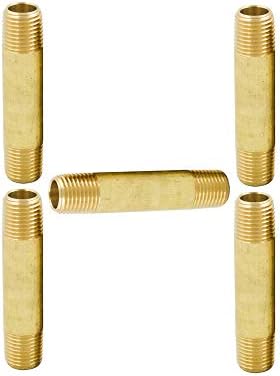 Legines Brass Pipe Citting Long mampo, Male de 1/2 NPT x 1/2 NPT Male Male Straight Connector, 1-1/2 Comprimento 1200psi