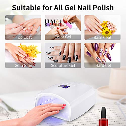 Ayshone 48W Lâmpada de unha LED UV recarregável, Ferramentas de manicure para unhas de unhas de unhas de gel sem fio para casa e salão