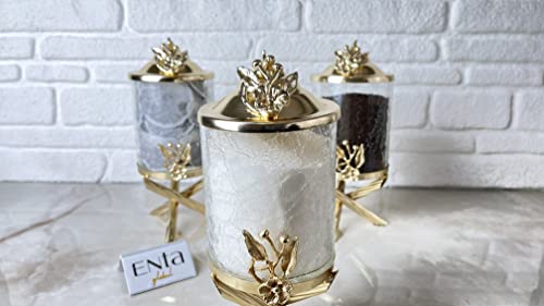 Gold exclusivo recipiente de vidro para cozinha, suporte para toalhas de papel, vasilha para café com açúcar, biscoito