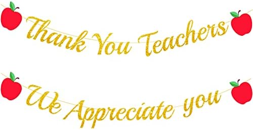 Gold Glitter Obrigado Professores Agradecemos a você Banner - Banner da Semana de Apreciação do Professor para os Professores