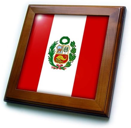 3drose ft_28278_1 obras de arte com armação de bandeira do Peru, 8 por 8 polegadas