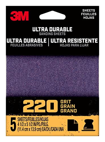 3M Ultra Durable Detalhe lençando lençóis, 220 grão, 5/pacote