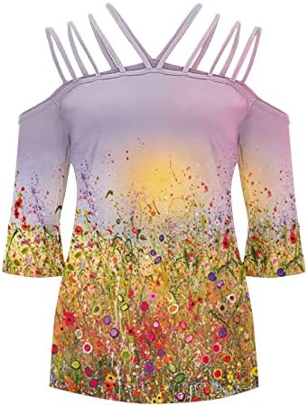 Roupas femininas Trengod Cotton Gráfico de algodão Loose Fit Festival Lounge Top camiseta Caminhada de manga curta para
