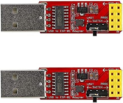 STEMEDU 2PCS USB para ESP8266 ESP-01 Adaptador de Wi-Fi sem fio + 5pcs Esp8266 Esp-01S Módulo de transceptor sem fio WiFi serial WiFi