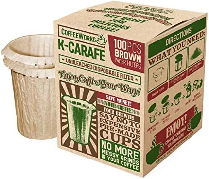Filtros de café de papel não branqueado marrom natural não branqueado - filtros de substituição para cervejeiros Keurig 2.0 - compatíveis com todas as vagens reutilizáveis ​​de k -carafe - serve 4 xícaras - use seu próprio café