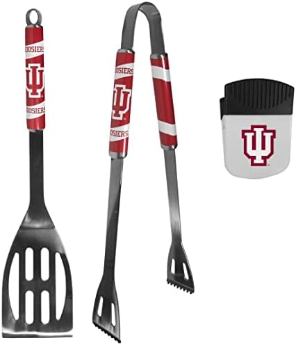 Siskiyou Sports NCAA Indiana Hoosiers Unisisex 2 PC Conjunto de churrasco e clipe de chip, cores de equipe, tamanho único