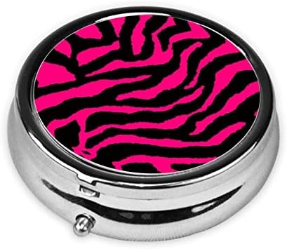 Zebra Tiger Leopard Pink Round Mini Pill Box - Dispensador de pílula diária Organizador de vitamina