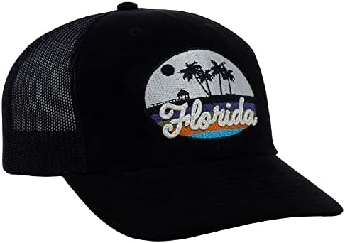 Coroas locais Florida Faux Suede Retro Views Trucker Snapback Hat Blk