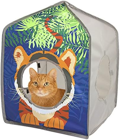 Kitty City Pop-up Safari Hut Play House, Cat Cube, Play Kennel, Bed Cat, Jungle Cat House