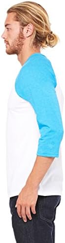 Bella + Canvas Unisisex 3/4-Modela-Mayveball Camiseta L Branca/ Neon Blue