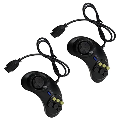 Controlador de botões de botão de 6 butões de 6pcs de qblahip 2pcs para Sega Genesis Black for Sega Gensis Gaming System