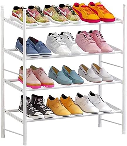 Rack de sapatos, prateleira do organizador de armazenamento de sapatos, organizador de armazenamento de sapatos de sapatos de 4 camadas de plástico em pé para o corredor da varanda da sala de estar, etc.