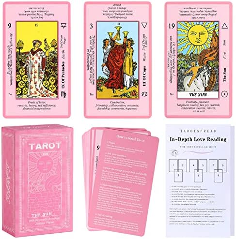 Myripoly Pink Tarot Cards Deck para iniciantes com significados com cartão-taruot com guia-